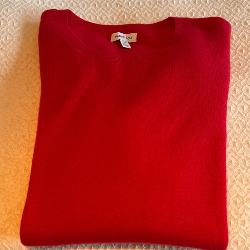 Nordstrom red 100% cashmere crewneck sweater Size XXL - Picture 13 of 13